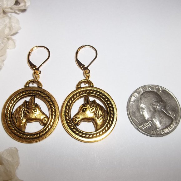 Gold Horse Earrings Jewelry Gift Set Woman Country Western Ranch Gift NWT C066 - Picture 2 of 9